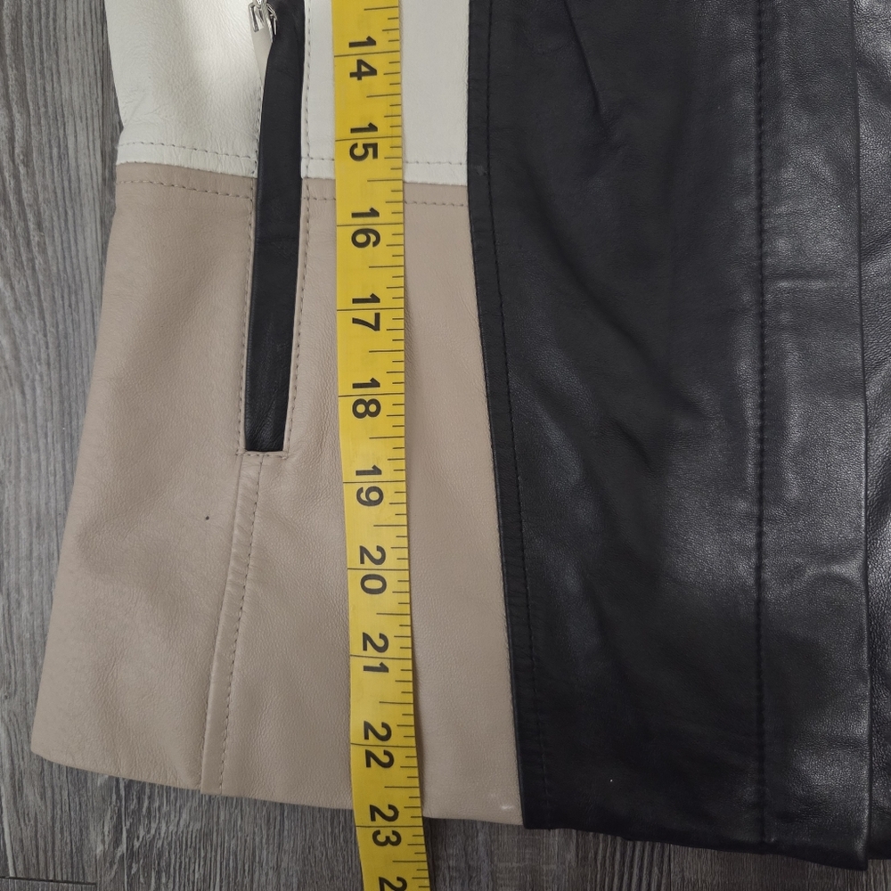 Bebe Jacket Genuine Leather, 3-Toned Colorblock Vest, Size S - Picture 8 of 10